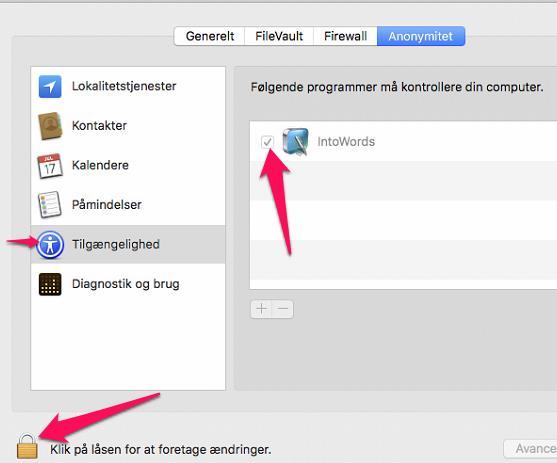 IntoWords Mac Tjekliste - Gennemgang af funktionerne i IntoWords Mac 1. Klik på æblet ikonet i højre hjørne 2. Tryk på Systemindstillinger 3.