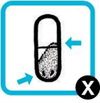 Hvis kapslen er perforeret, men stadig indeholder noget pulver: Læg kapslen tilbage i inhalatorens kammer (trin 6).