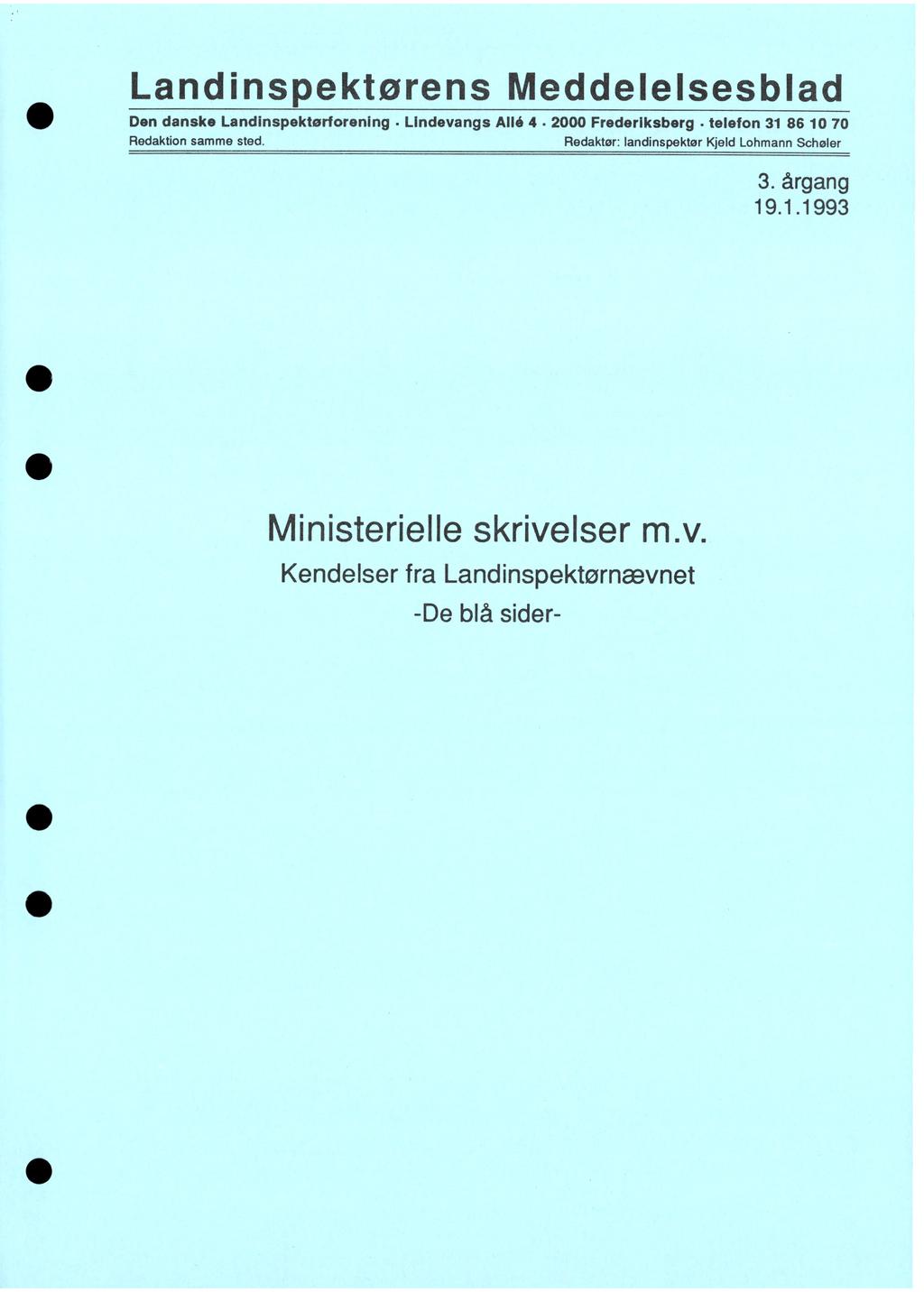 Landinspektørens Meddelelsesblad Den danske Landinspektørforening Lindevangs Allé 4.
