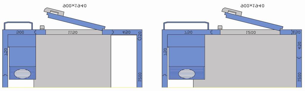 Modulopbyggede kølerum Dør med 900 mm åbning (valgfri) 2 størrelser køleenhed: 500 mm og 750 mm Enhedens dybde ekskl.