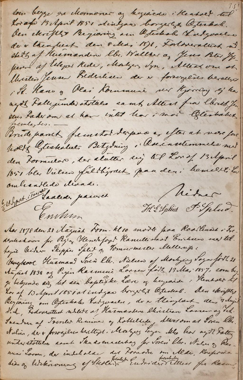 Side 35 som begge ere Mormoner og begjærede i Henhold til Lov af 13 April 1851 at indgaa borgerligt Ægteskab.