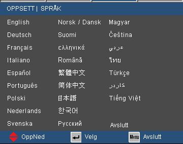 Betjeningsknapper OPPSETT Språk Vælg den flersprogede OSD menu.