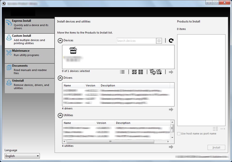 Custom Install Følgende fremgangsmåde er et eksempel på at installere softwaren i Windows 7 ved hjælp af Custom Install. 1 Indsæt DVD-ROM.