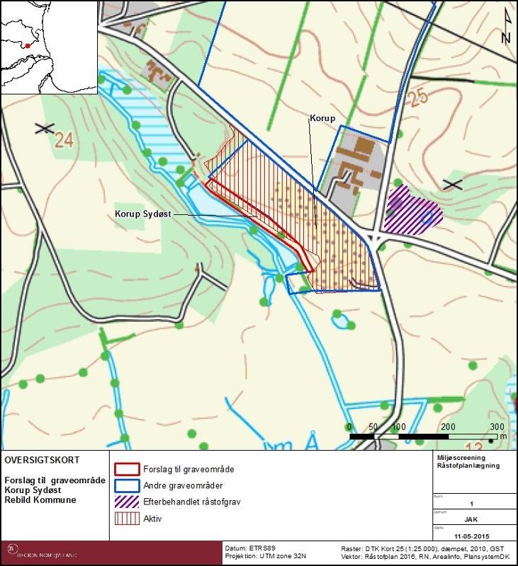 Rebild Kommune KORUP SYDØST Rebild Kommune ønsker at råstofområdet (0,5 ha) ved Korup udtages på grund af særlige naturinteresser.