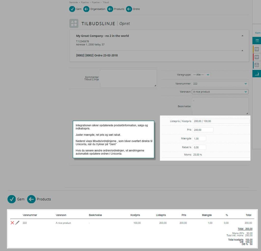 Synkroniseringen af varedata (varelinjer) fra Uniconta til webcrm sker i realtid.