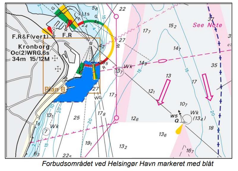 Bemærk at der omkring færgehavnen i Helsingør er oprettet et område, hvor sejlads med fritidsfartøje er forbudt på grund af den intensive færgetrafik Sejladskomiteen kan på baggrund af konkrete