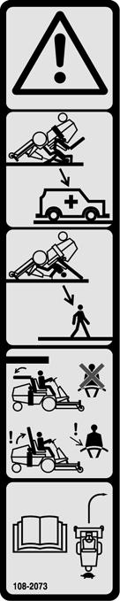 08-073. Advarsel der er ingen styrtbøjlebeskyttelse, når styrtbøjlen er nede.