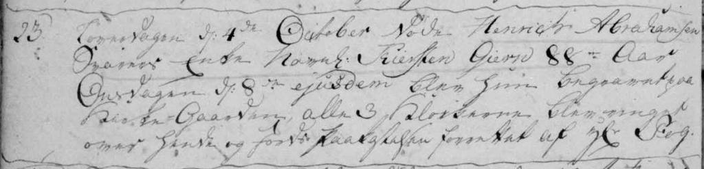 Henrich Abrahamsen og Kirstine Geertsdatter gift:? ej eftervist gift i Fåborg 1729-1733 Kirstine Geertsdatter født ca.