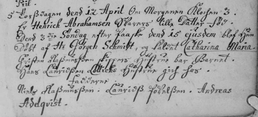Børn efter Henrich Abrahamsen og Kirstine Geertsdatter Catharina Maria Henrichsdatter 1731 EB Fåborg (Svendborg) 1727-1755, 1731 op 21 nr.