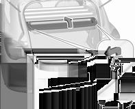 Afmontering Midtersædets sikkerhedssele kan blive blokeret, når ryglænet vippes for hurtigt op. For at frigøre selerullen skal sikkerhedsselen skubbes ind eller trækkes ca.