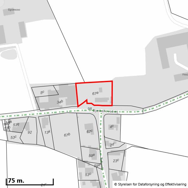 Kort over vejforsyning Vejforsyning omkring matr.nr. 67a, Vindeby By, Vindeby Oplysninger om vejforsyning er indhentet d. 11. januar 2019. Signaturforklaring vedr.