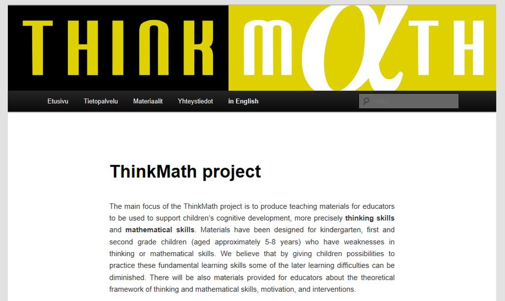 Thinkmath Finsk interventionsprogram afviklet fra 2011 2015