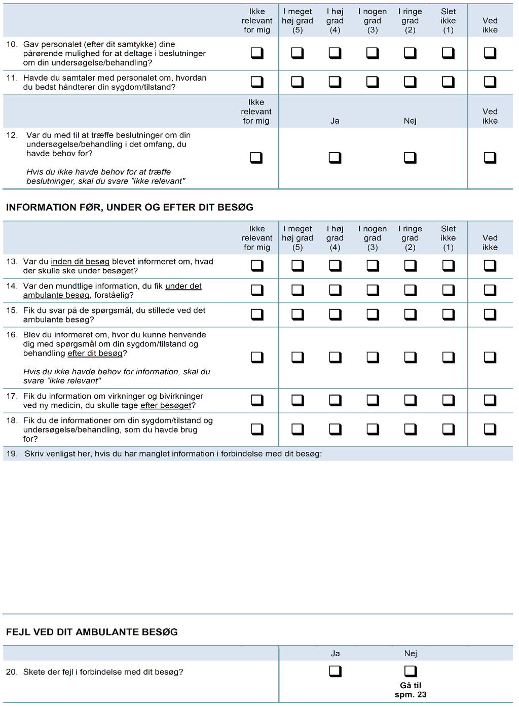 4. BILAG Spørgeskemaet (side 2) Planlagt ambulante patienters oplevelser: Den Private