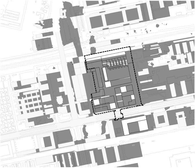 Figur 7-2 viser situationen kl. 18, hvor hovedparten af planområdet henligger i skygge fra punkthuse og høje bygninger vest for området, som berører taghaver og pladser.