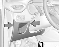 Sikringsboks i instrumentpanel Sikringsboks i venstre side af instrumentpanelet I venstrestyrede biler er sikringsboksen placeret bag et dæksel i instrumentpanelet.