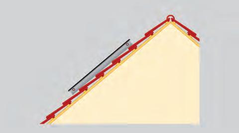 Montering på taget Montering på taget sker med tagkroge i rustfrit stål, som er nemme at montere.