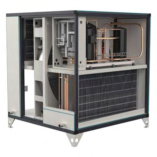 Integreret reversibel varmepumpe Det integrerede varmepumpesystem er indbygget i én sektion.