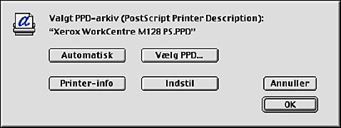 5 PostScriptMacintosh-computere Funktioner 3. Vælg derefter [Ekstraudstyr], og vælg det ekstraudstyr, der er installeret på printeren. Se Funktioner på side 51 for at få oplysninger om funktionerne.