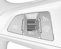Hastighedssænkning Med aktiveret cruise control holdes fingerhjulet drejet til SET/- eller det drejes kortvarigt til SET/- flere gange: hastigheden reduceres kontinuerligt eller i små trin.