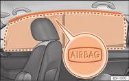 Sideairbagsystemet giver som supplement til sikkerhedsselerne en ekstra beskyttelse af overkroppen ved kraftige sidekollisioner i Sideairbags* på side 73.