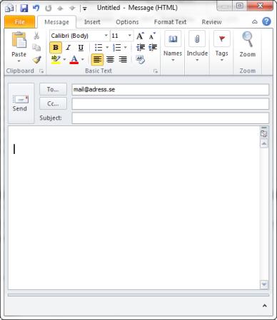 Man skriver mailen præcis som man plejer. Det er muligt at vedhæfte filer og signaturer, præcis som når man mailer fra MS Outlook. Det er også muligt at angive flere mailadresser.