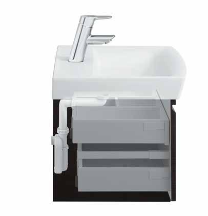 Opsætningen af badeværelsesmøblerne er nem med de 3D justerbare beslag, som på en enkel og hurtig måde fastgør møblet til væggen og efterfølgende kan bruges til at justere skabet præcist på plads.