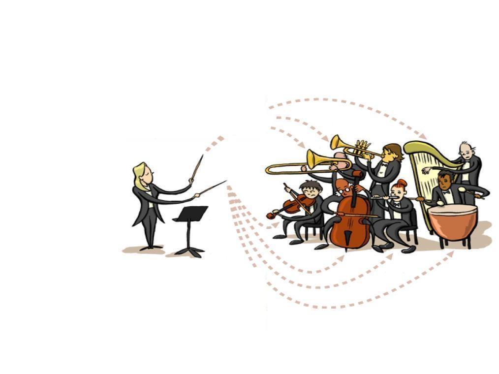 Ligesom en dirigent kontrollerer orkesteret.