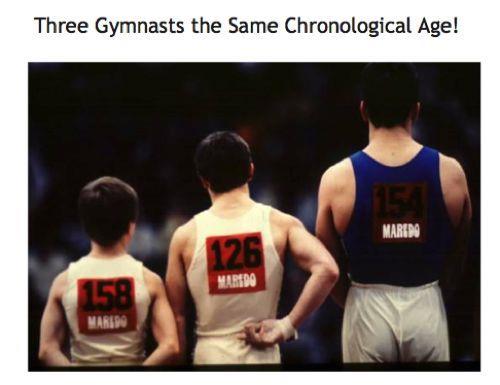 Timing af puberteten Tre gymnaster med samme