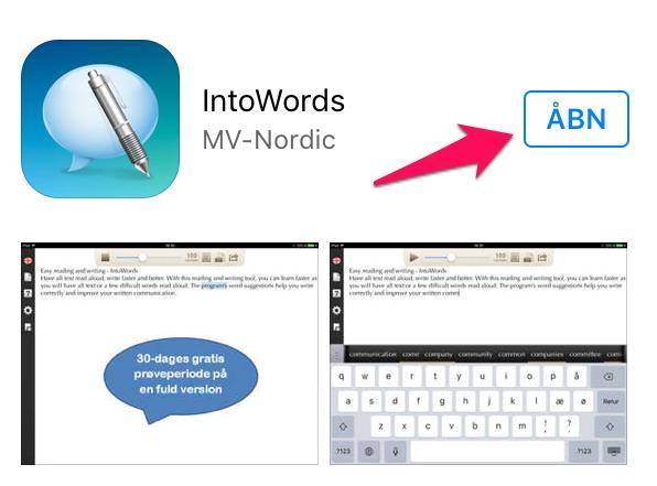 Du vil nu downloade og installere IntoWords til ipad. 5.