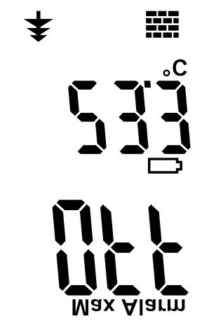 måleværdien holdes; klar til måling temperatur i C sortsymbol