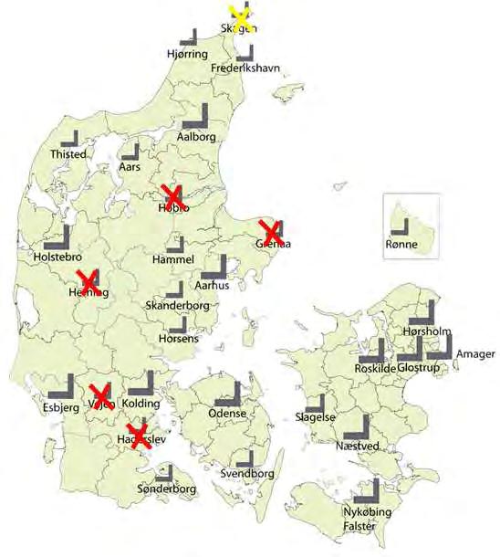 Figur 9: Kort over affaldsenergianlæg i Danmark med