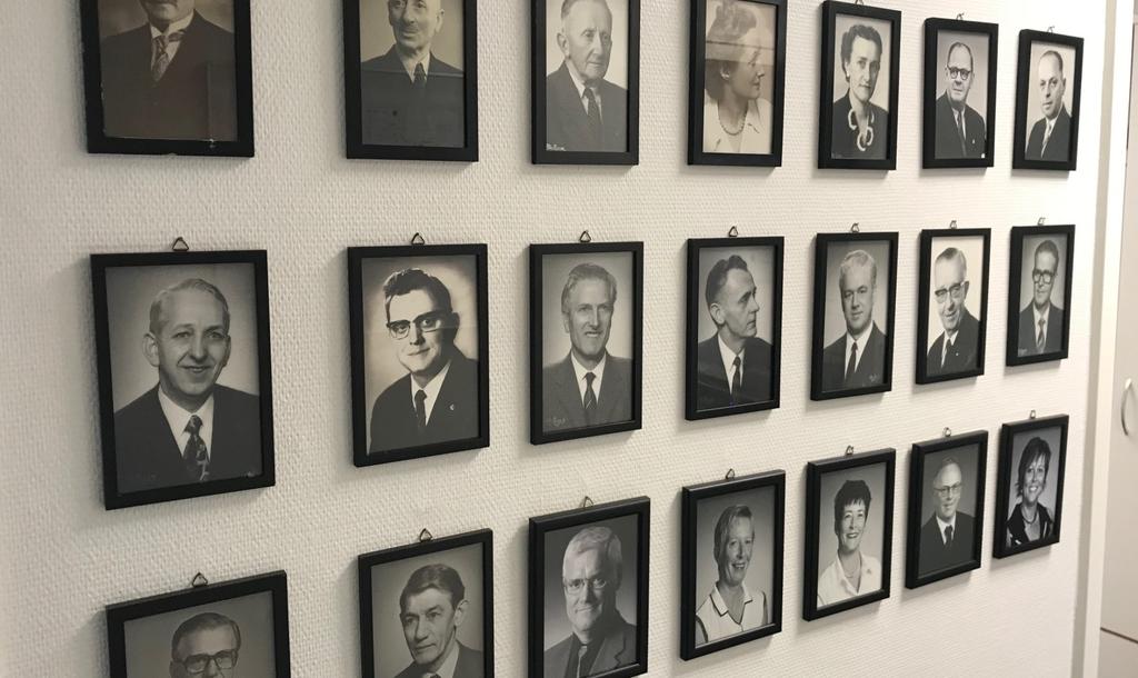 Wall of fame 25 års jubilæer + Ansatte i dag på væggen: 45 års jubilar 1