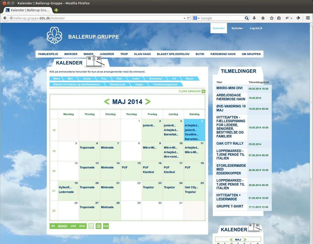 Gruppens kalender i din kalender! Gruppens kalender på hjemmesiden kan importeres i de fleste kalenderprogrammer som understøtter ical.