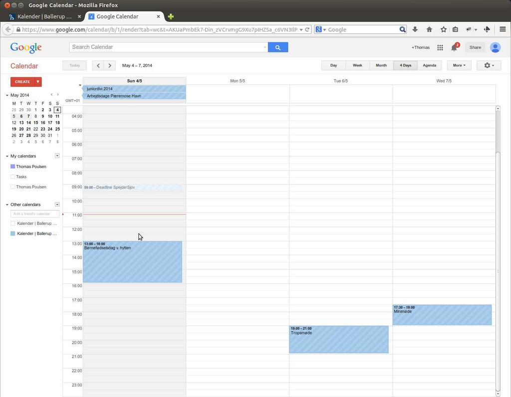 Android: 1. Åben Kalender-App'en (Googles kalder app, ikke fx Samsungs) 2. Tryk på menu og vælg Kalendere 3. Tryk på Kalendere til synkronisering i bunden af skærmen. 4.