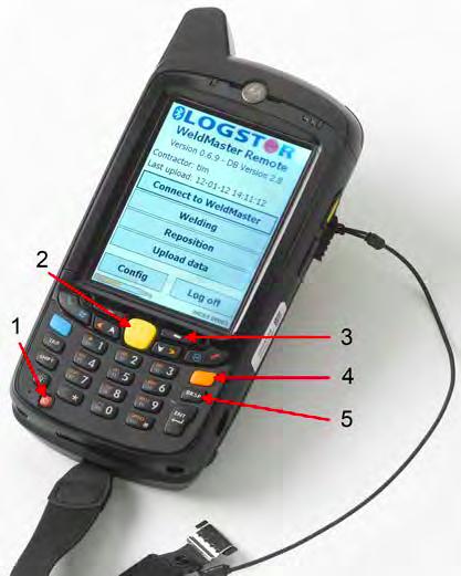 2D-stregkodescanner (i toppen af PDA en) Batteritiden er ca. 8 timer afhængig af, hvordan den bruges. Batteriet kan udskiftes på PDA ens bagside.