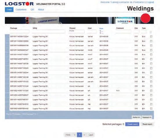 5.5.0.2 WeldMaster LOGSTOR WeldMaster Portal Informationssøgning a b c d e f g h i 5.
