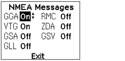 4 - System opsætning 5. Markér Exit i bunden af skærmen og tryk på piletasterne, til der står NMEA Output.