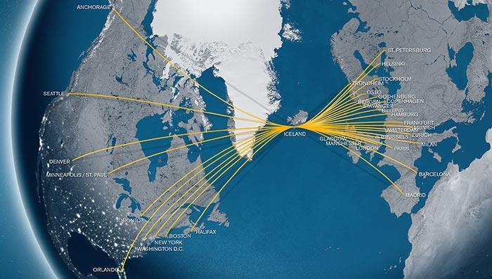 Problem: Turismen i Grønland stagnerer samtidig med at det boomer i Island 2.500.000 Icelandair s Network 2.195.271 Number of tourists in Iceland 2.000.000 1.767.726 (yellow columns) 1.500.000 1.000.000 500.