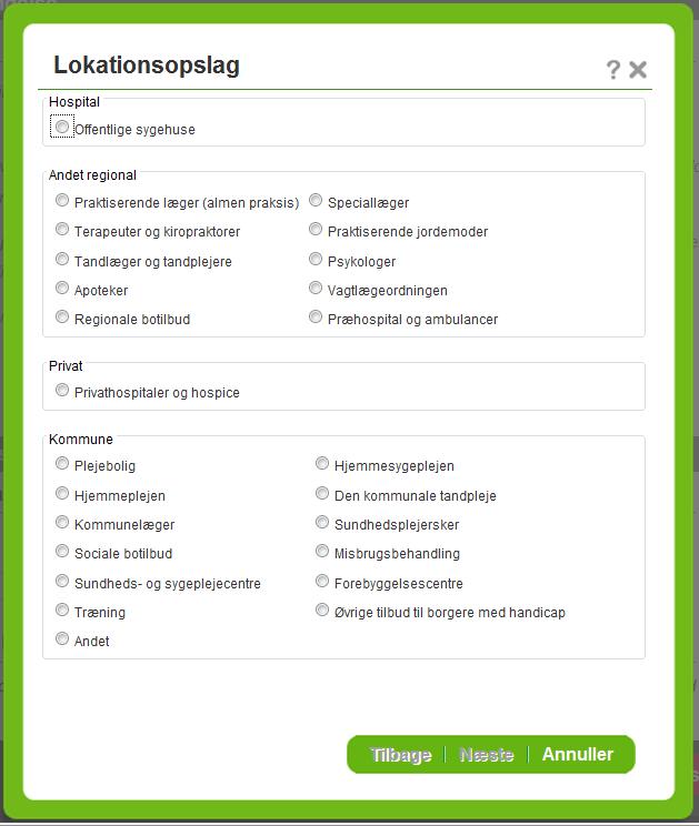 Region Syddanmark: Vælg mellem de fire somatiske sygehuse (Odense, Lillebælt, Sydvestjyske eller Odense) eller psykiatrisk sygehus.