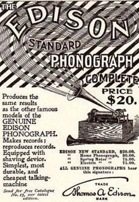 RADIOTEN Nr. 5/2016. side 6. Vor nye Edison Phonograph type D fra 1908, med Morning Glory Horn, v/peter Selmer Phonograph'en er en rent akustisk maskine, drevet af en optrukken fjeder motor.