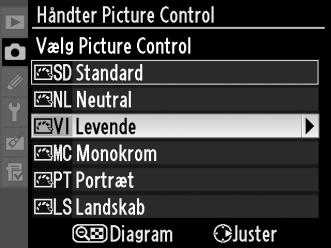 Knappen G 2 Vælg Gem/rediger. Markér Gem/rediger, og tryk på 2. 3 Vælg en Picture Control.