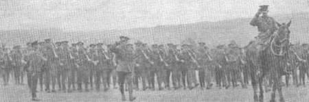 Salute of the South Africans On behalf of the League of the Empire, Princess Christian 7) presented a flag and shield 8) to the South African troops in training in England.