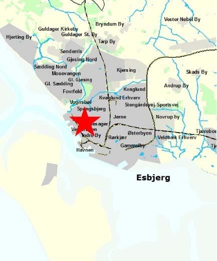 Lokalplanområdet afgrænses mod syd mod Grådybet, mod vest mod Rybners, mod nord mod de grønne områder ved Esbjerg Stadion og Grådyb Kollegiet samt mod en del af Tovværksområdet, der ligger øst for