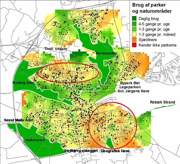 Brugen af 12 parker og bynære naturområder Andel brugere Marielunden 43 %