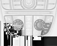 Afdugning og afisning af ruder V Tryk på V. Aktivering angives med lysdioden i knappen. Temperatur og luftfordeling indstilles automatisk, og blæseren kører med høj hastighed. Tænd for el-bagruden Ü.