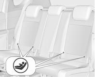 58 Sæder, sikkerhed Isofix-barnesæder Fastgør et ISOFIX-barnesæde, der er godkendt til bilen, i ISOFIX-fastgørelsesbeslagene.