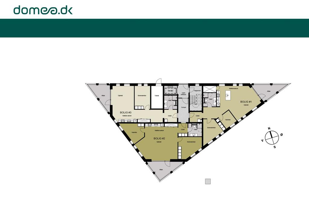 Etageplan-Stuen Lejligheder Lejlighederneerhenholdsvis2-og3-rums boligeristørelserfra93m²-113m².