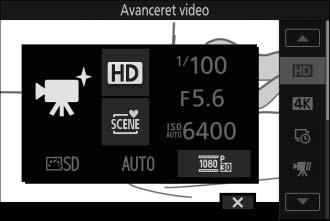 v Indstillinger for Avanceret video Indstillingen Avanceret video kan ikke alene anvendes til optagelse af HD-videoer, men også til optagelse af videoer med en lang række effekter.