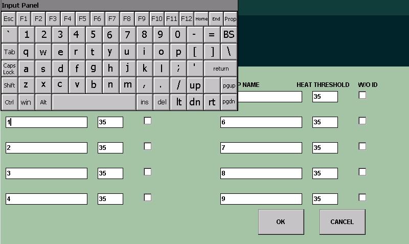 Systemaktivering af Heatime HR 6. Hvis du trykker i et af felterne, vises tastaturet. Brug tastaturet til at indtaste navnene på de ønskede grupper. 7.