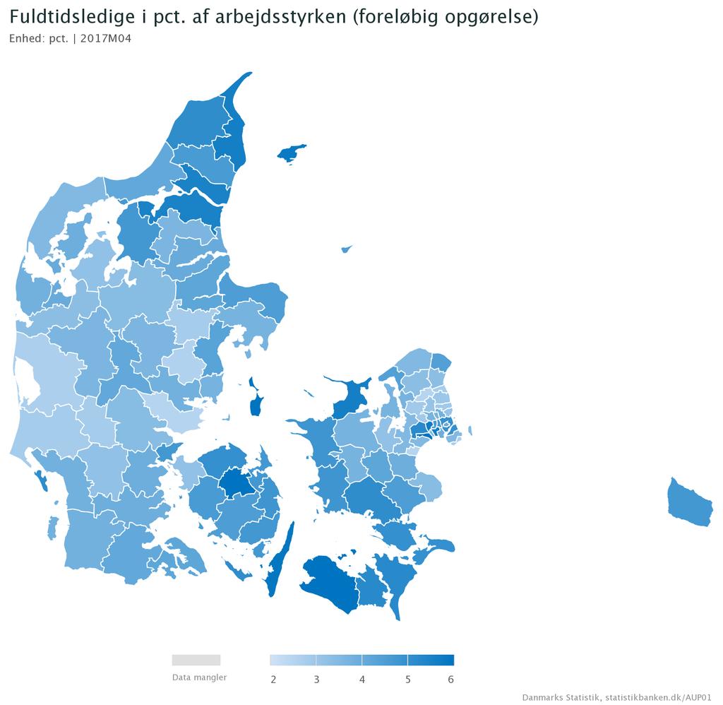128 flere ledige Ledighed i procent af arbejdsstyrken, april 2017 I april 2017 var der 5.353 bruttoledige (ledige og aktiverede personer) i Aalborg Kommune.